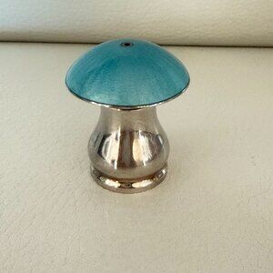 VINTAGE ELA DENMARK STERLING SILVER 925S GUILLOCHE ENAMEL MUSHROOM SALT SHAKER